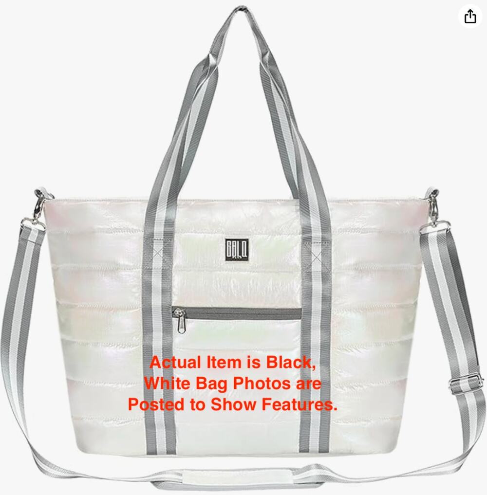 Quilted Puffer Tote Bag, Shoulder Bag with Laptop Compartment, Travel Handbag